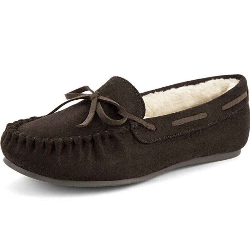 MaxMuxun Women's Moccasin Comfort Slip On House Slippers for Women 10 Brown